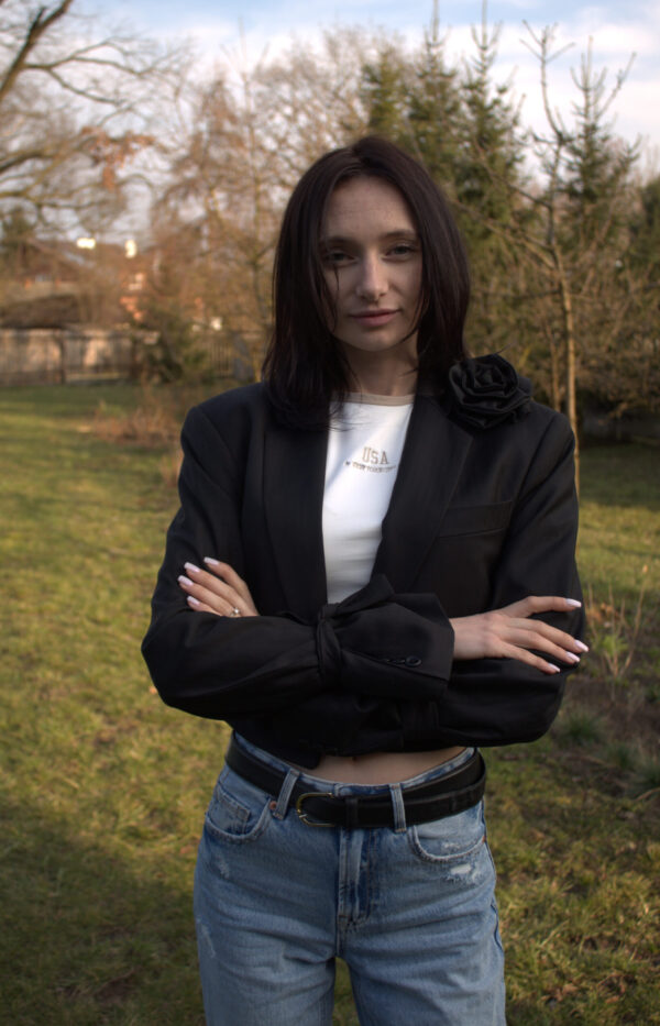 Marynarka upcykling z różą